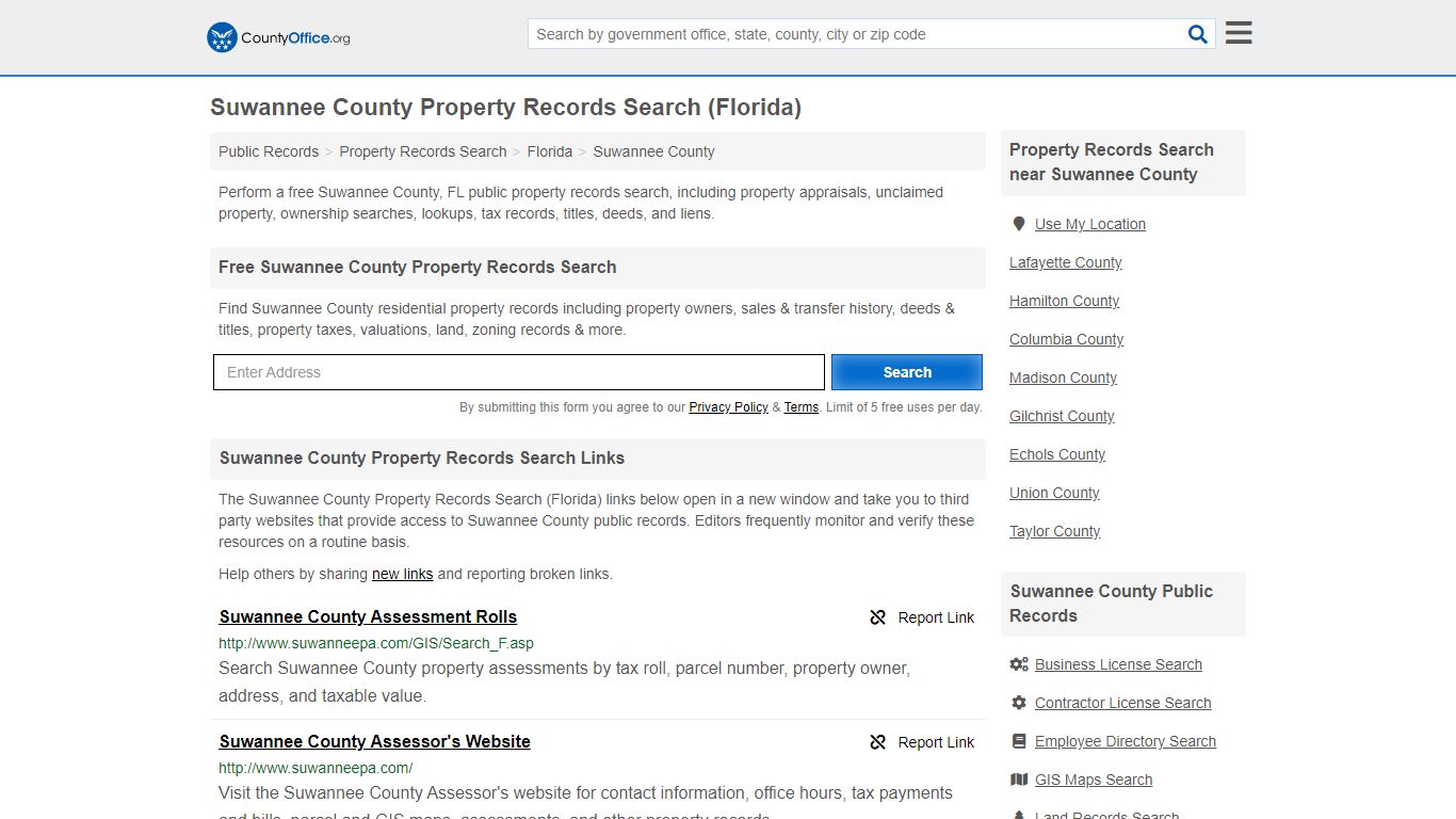 Property Records Search - Suwannee County, FL (Assessments ...